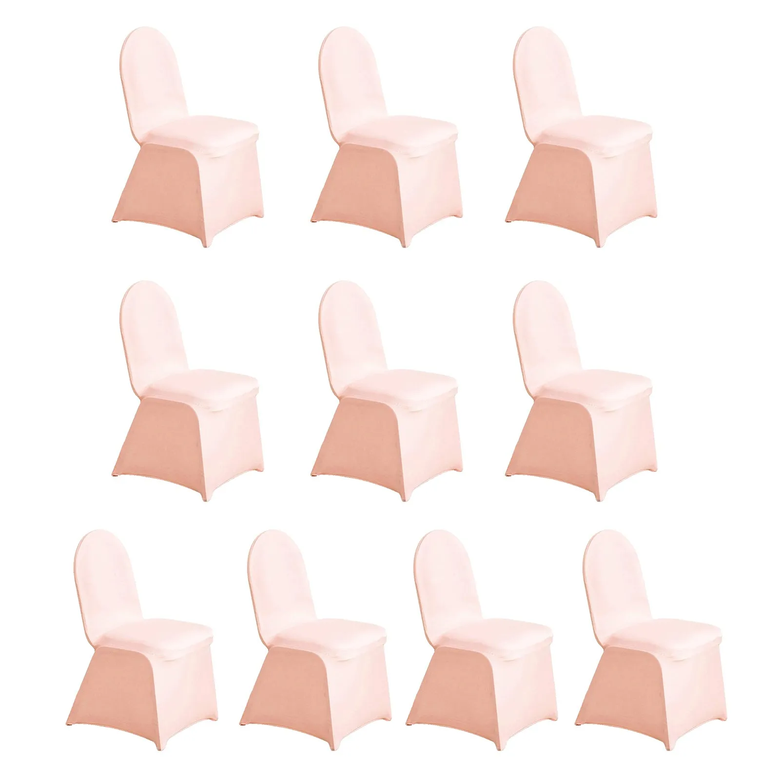 10 Pack Blush Spandex Fitted Banquet Chair Covers, Reusable Stretched Slip On Chair Covers