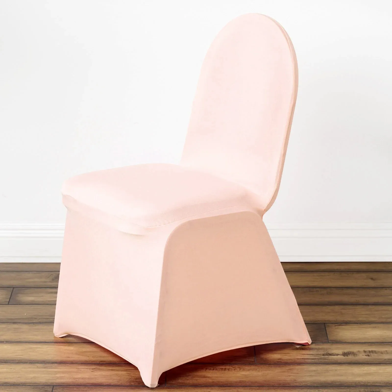 10 Pack Blush Spandex Fitted Banquet Chair Covers, Reusable Stretched Slip On Chair Covers