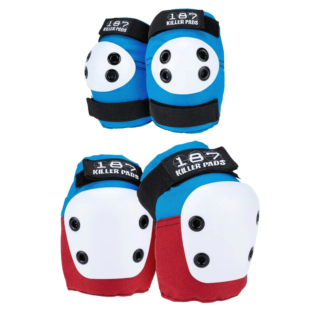 187 Combo Pack Knee/Elbow Pad Set - Red/White/Blue