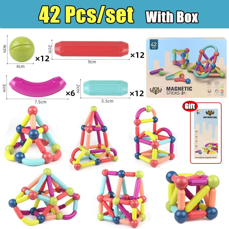 25-144Pcs Magnetic Stick Building Blocks game Set DIY Magnetic Toy Bricks