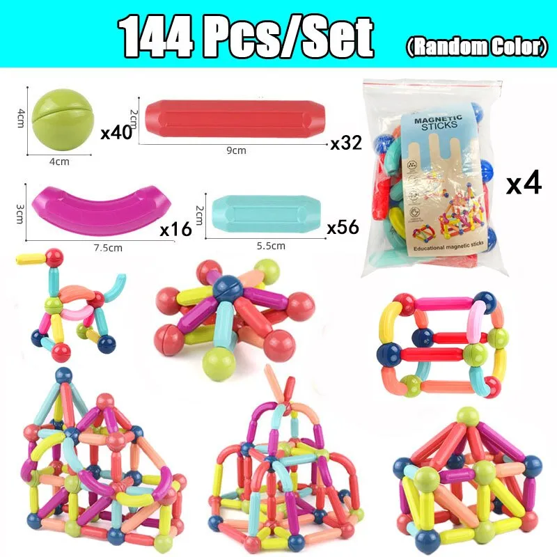 25-144Pcs Magnetic Stick Building Blocks game Set DIY Magnetic Toy Bricks