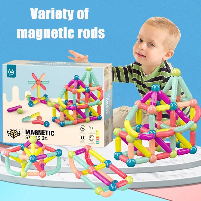 25-144Pcs Magnetic Stick Building Blocks game Set DIY Magnetic Toy Bricks