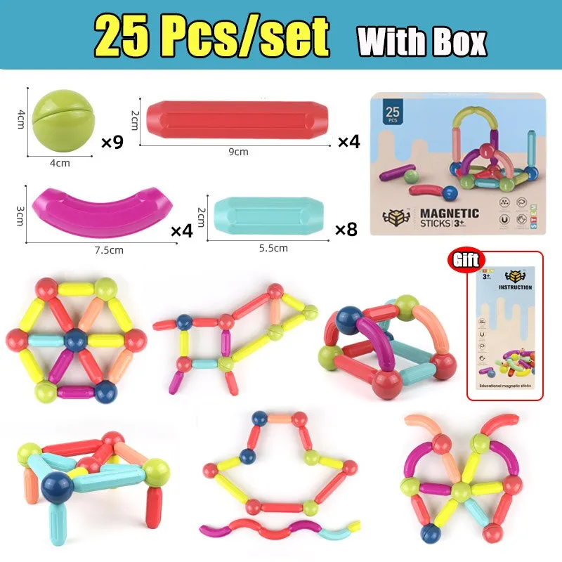 25-144Pcs Magnetic Stick Building Blocks game Set DIY Magnetic Toy Bricks