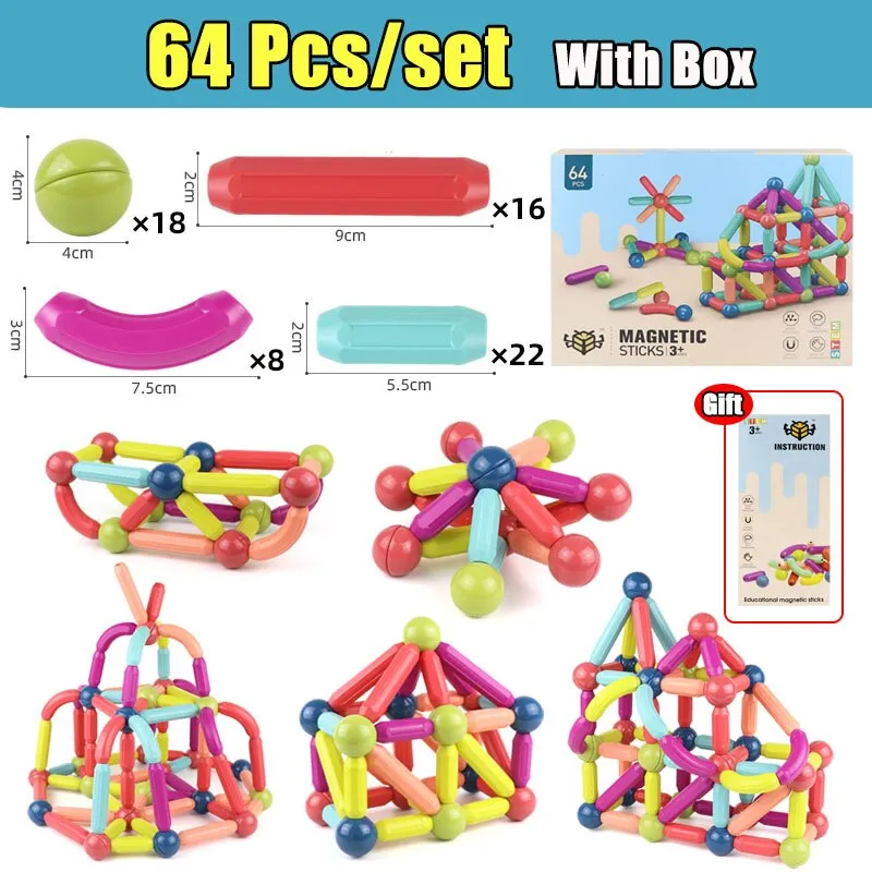 25-144Pcs Magnetic Stick Building Blocks game Set DIY Magnetic Toy Bricks