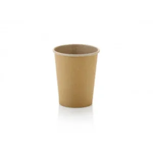 250ml Paper Coffee Cup Single Wall Kraft 10Pack with Black Sip Lid