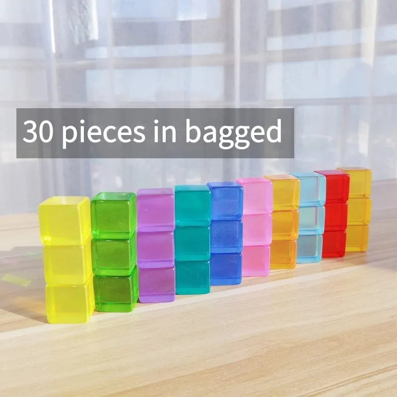 Acryliic Rainbow Blocks Cubes Gem Blocks Toys For Kids Transmission Cubes Stacking Early Educational Toys For Children