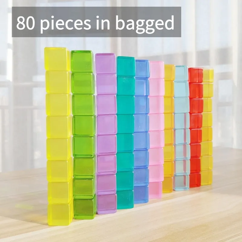 Acryliic Rainbow Blocks Cubes Gem Blocks Toys For Kids Transmission Cubes Stacking Early Educational Toys For Children