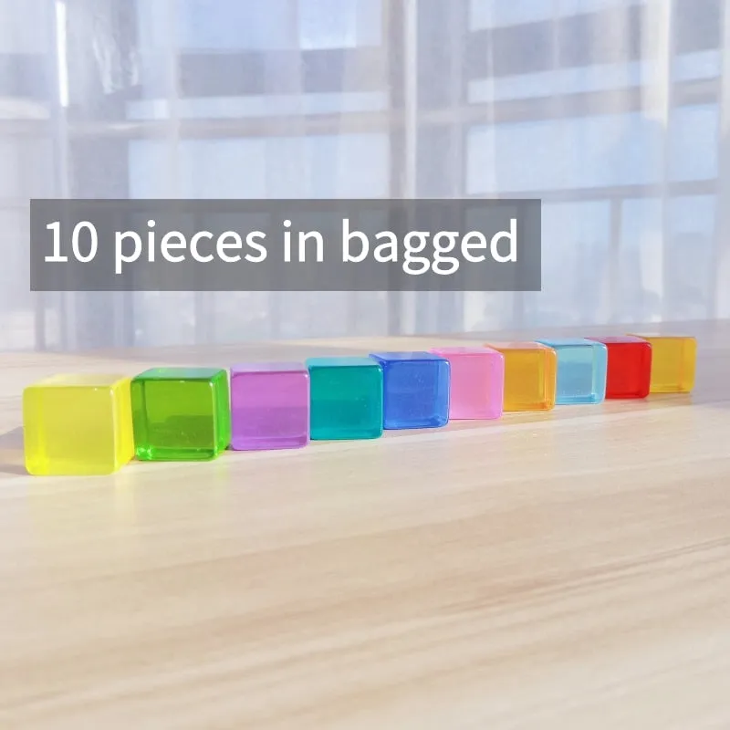 Acryliic Rainbow Blocks Cubes Gem Blocks Toys For Kids Transmission Cubes Stacking Early Educational Toys For Children