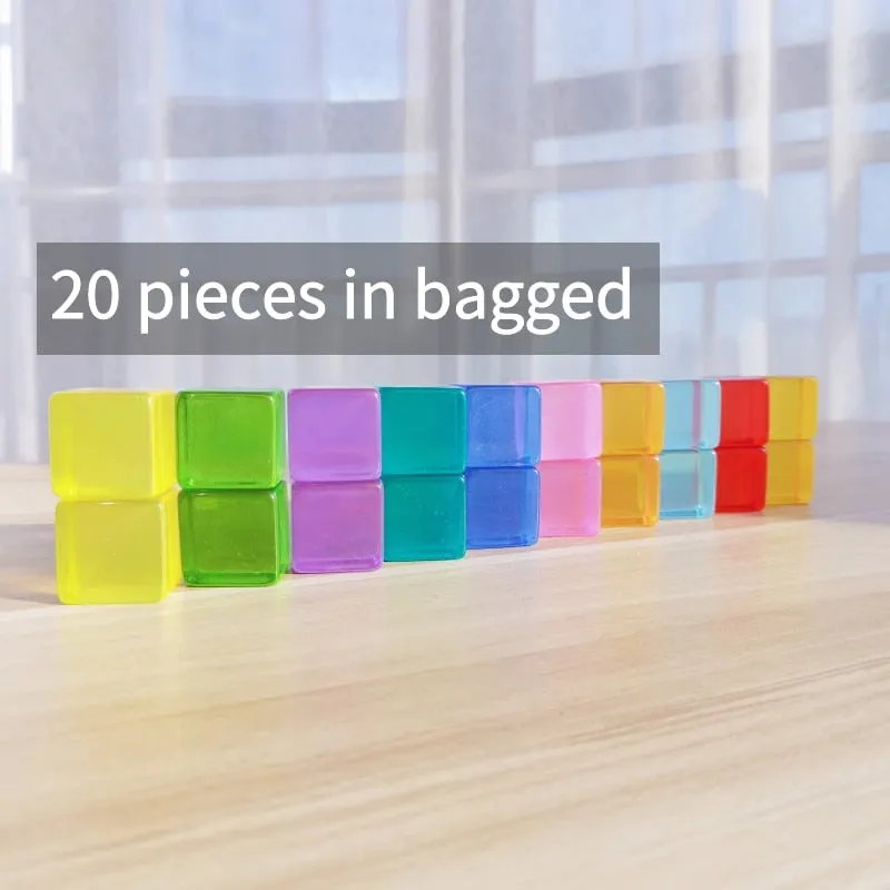 Acryliic Rainbow Blocks Cubes Gem Blocks Toys For Kids Transmission Cubes Stacking Early Educational Toys For Children