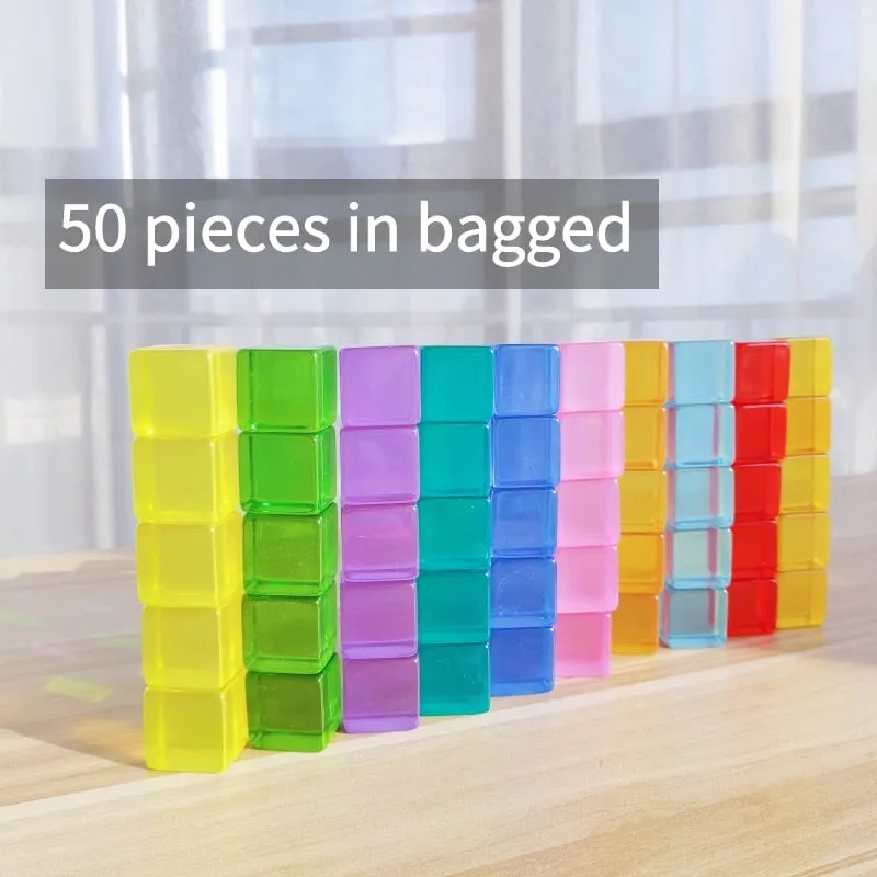 Acryliic Rainbow Blocks Cubes Gem Blocks Toys For Kids Transmission Cubes Stacking Early Educational Toys For Children