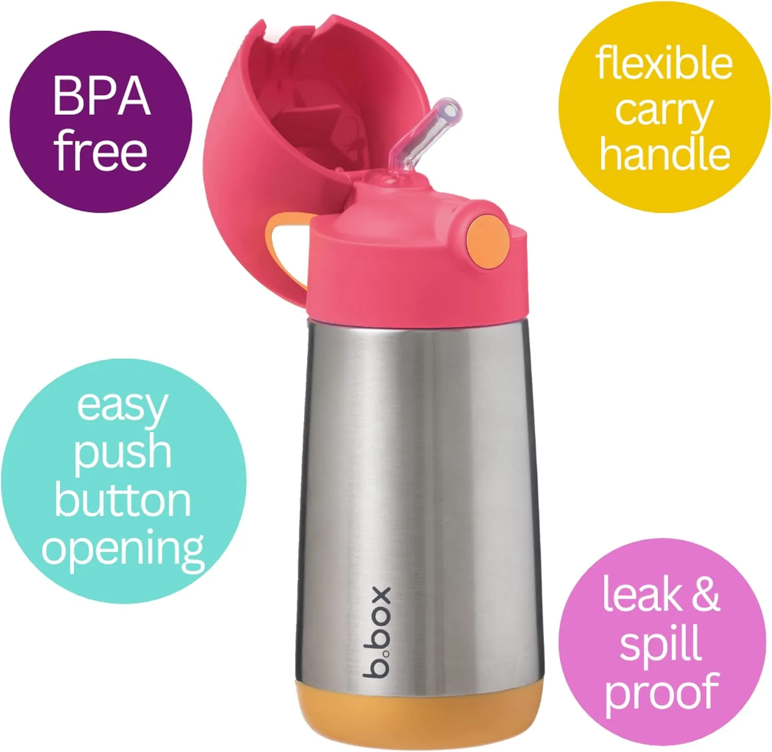 B Box Drink Bottle - 350ml - Blue / Pink