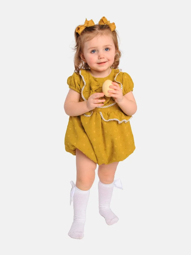 Baby Girl Ema Collection Spanish Romper-Mustard Yellow