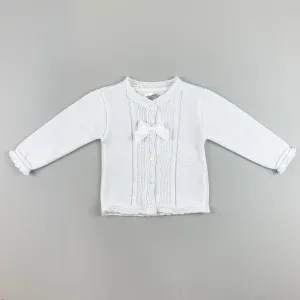 Baby Girls Cardigan with Bow - White