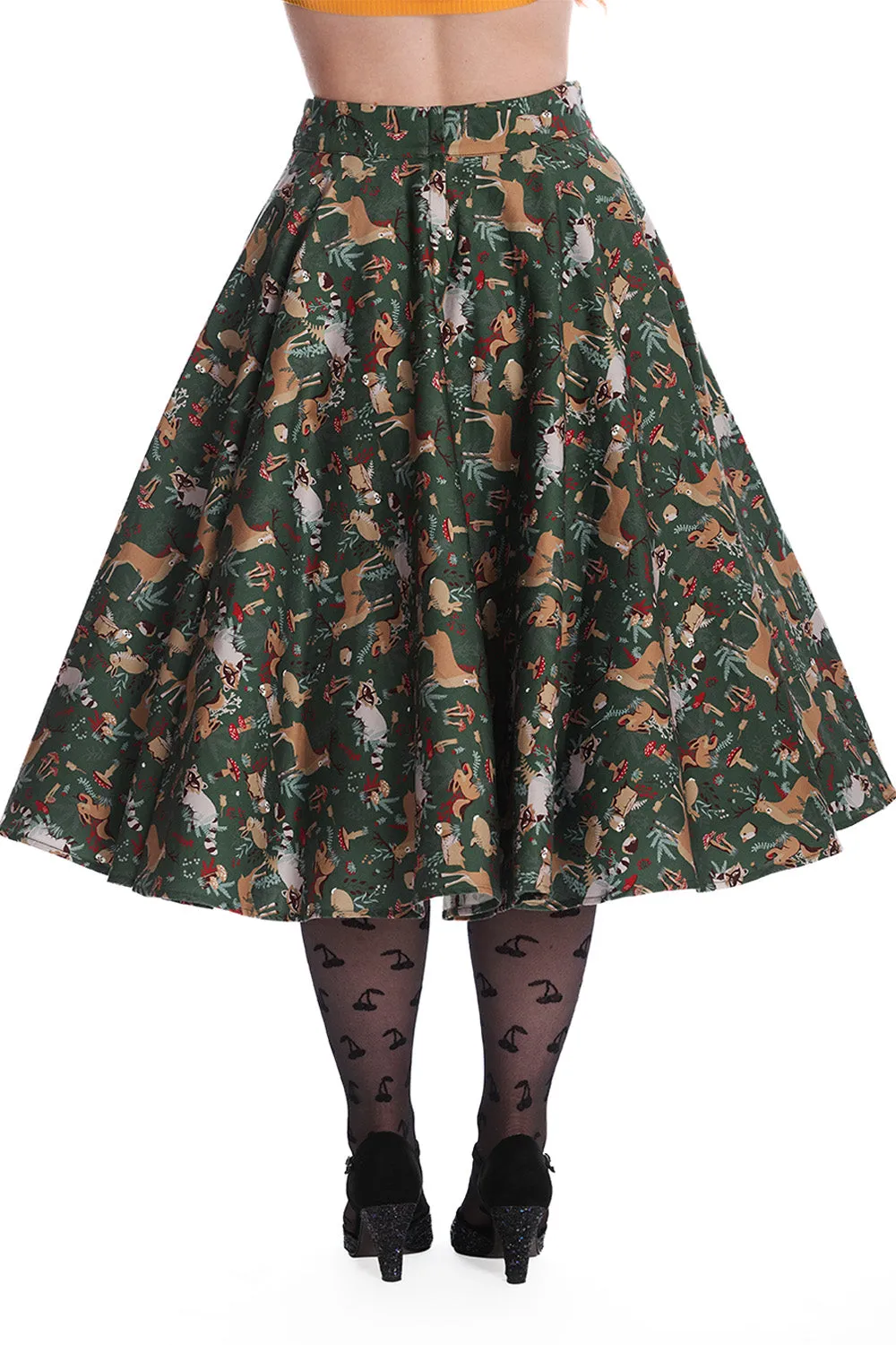 Banned Woodland Creatures Swing Skirt Raccoons Deer Mushrooms