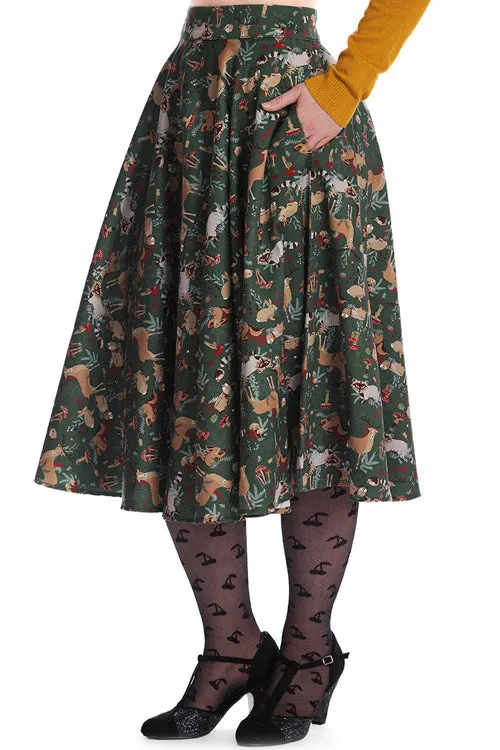 Banned Woodland Creatures Swing Skirt Raccoons Deer Mushrooms