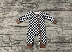 Black Checkered Bamboo Rompers