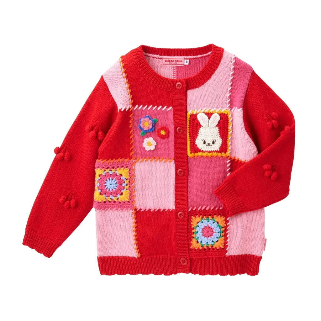 Chieco Saku Joyful Patchwork Blossom Knit Cardigan