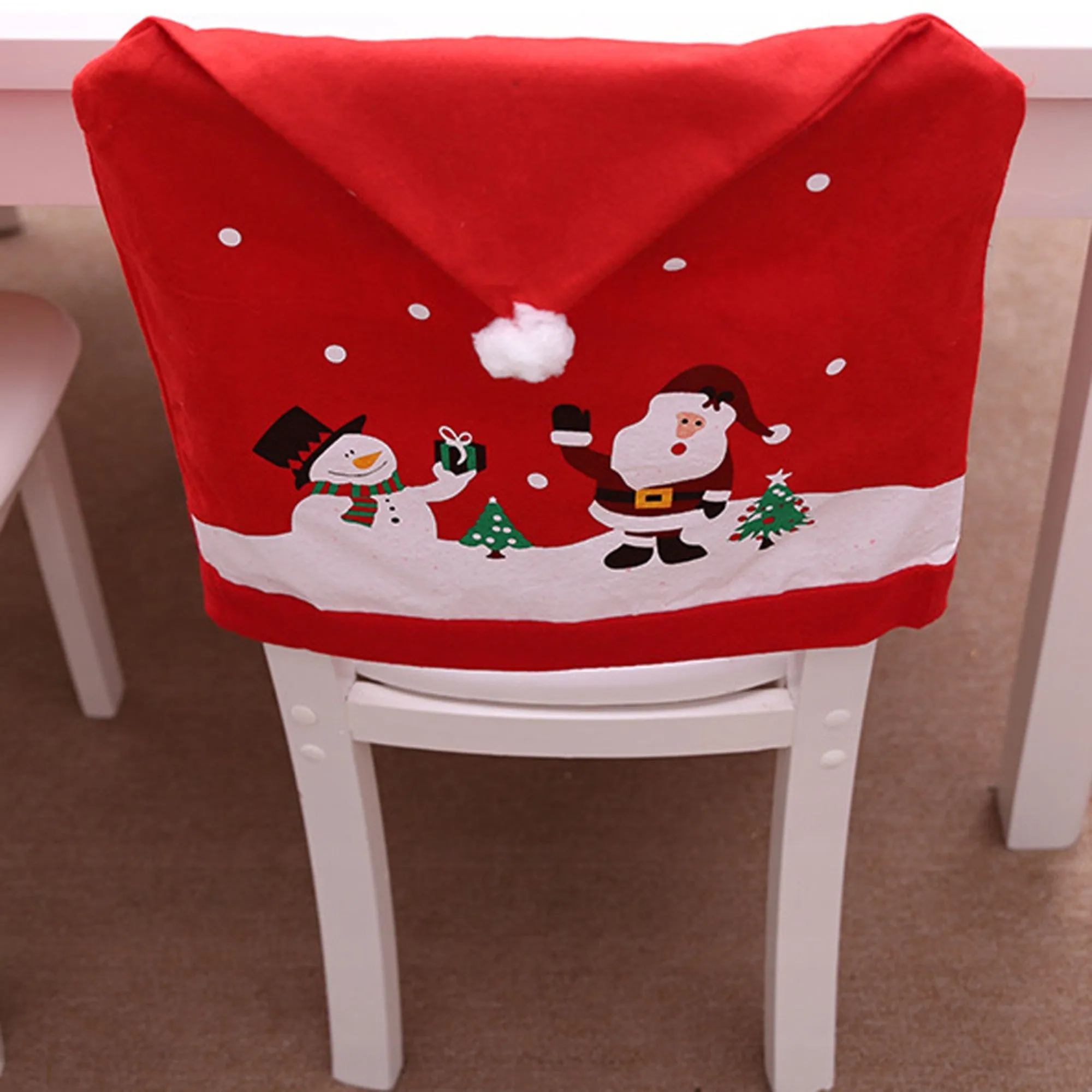 Christmas Chair seat Covers Decoration Xmas Dinner Party Santa Gift-Large Chair deco.