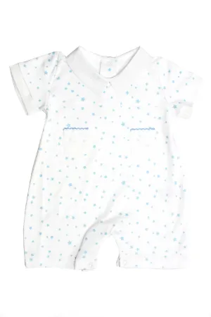 Cotton White Rompers and Pajama with blue stars Pima Cotton