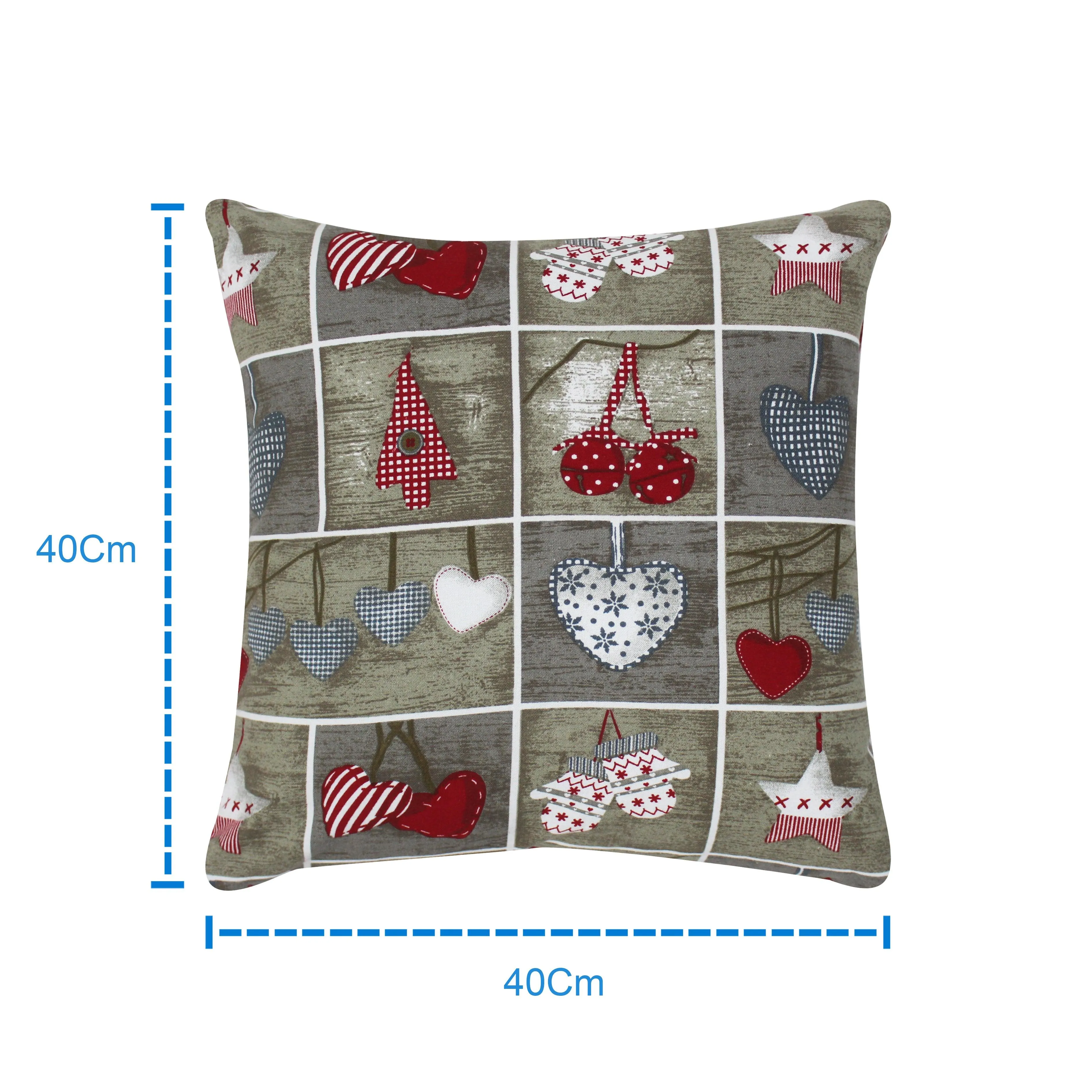 Cotton Xmas Heart Cushion Covers