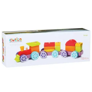 Cubika Eco Wooden Block Train Rainbow Express - 15 pieces