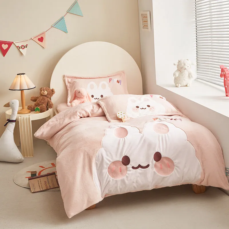 Cute Flannel Kids Duvet Cover Set