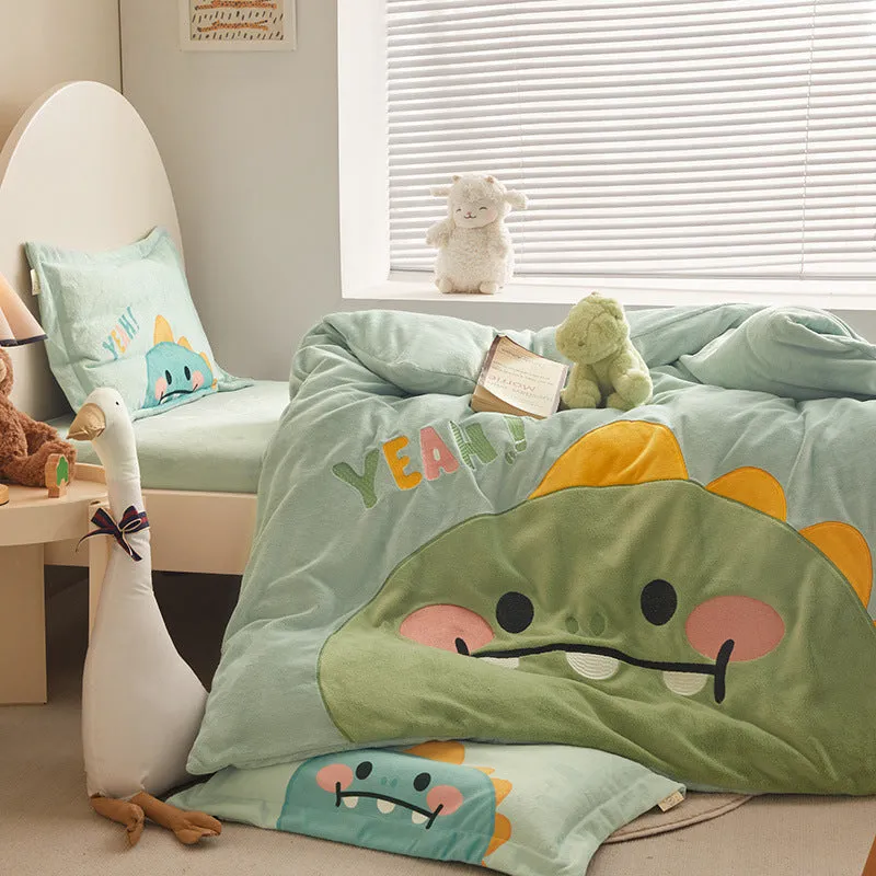 Cute Flannel Kids Duvet Cover Set