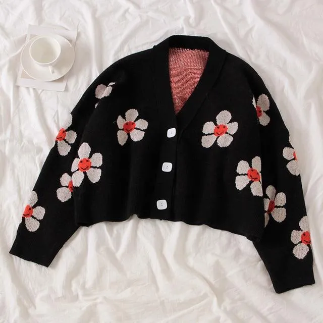 'Daisy' Floral Cropped Cardigan