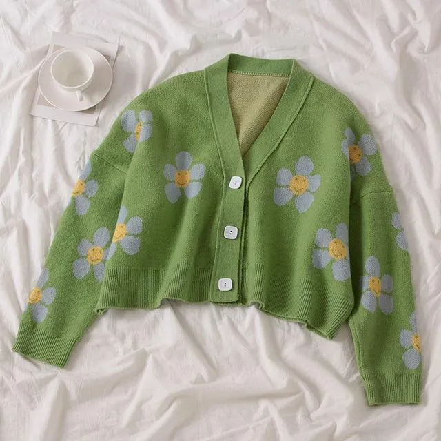 'Daisy' Floral Cropped Cardigan