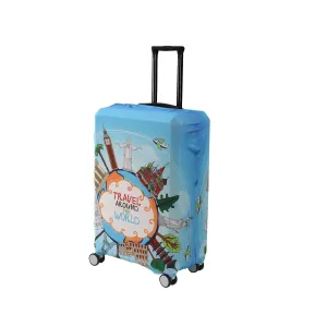 Durable 180 GSM Suitcase Covers s/m/l-Size for Trolley Suitcase, Blue Travel Around The World