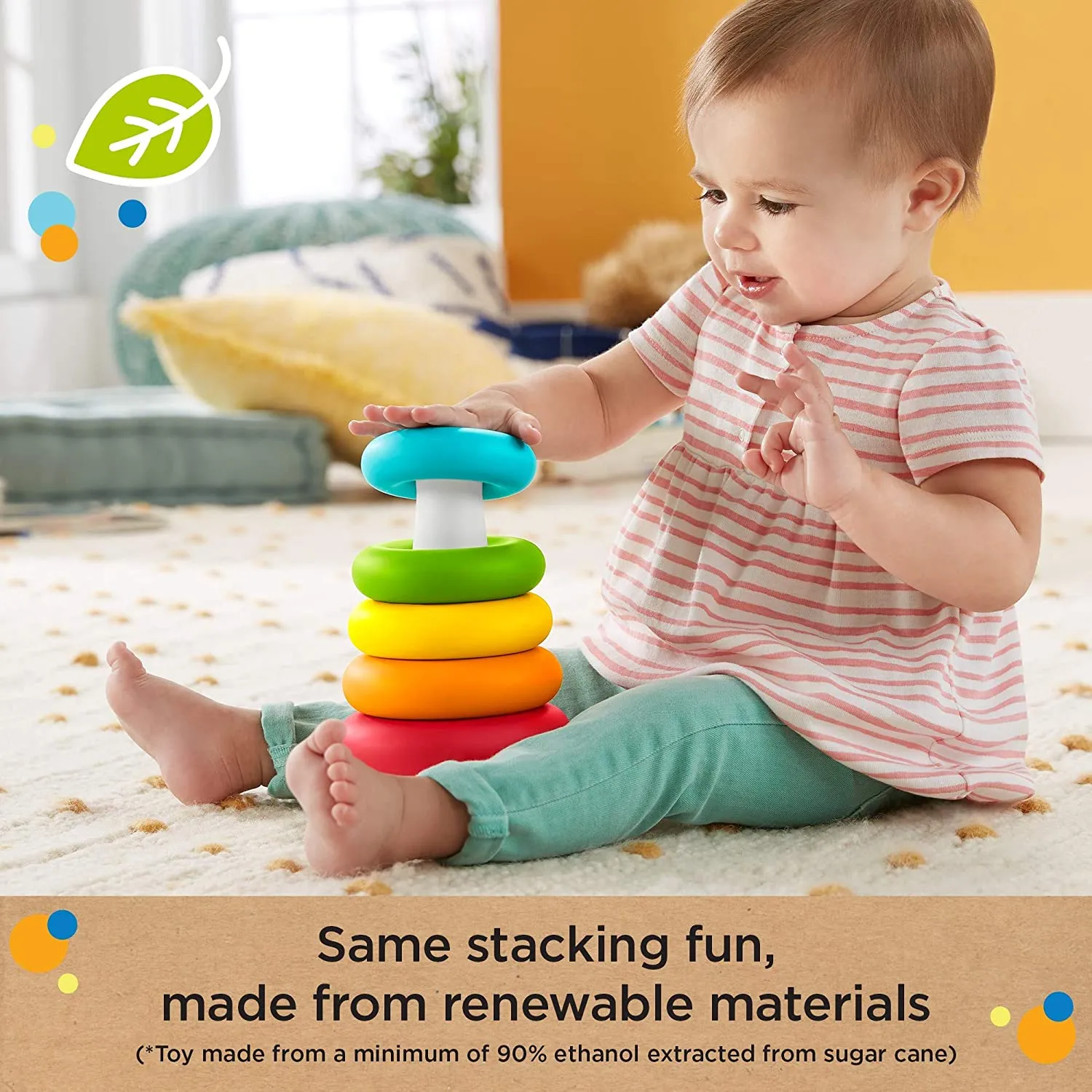 Fisher-Price Baby's First Blocks & Rock-a-Stack, Plant-Based Toys