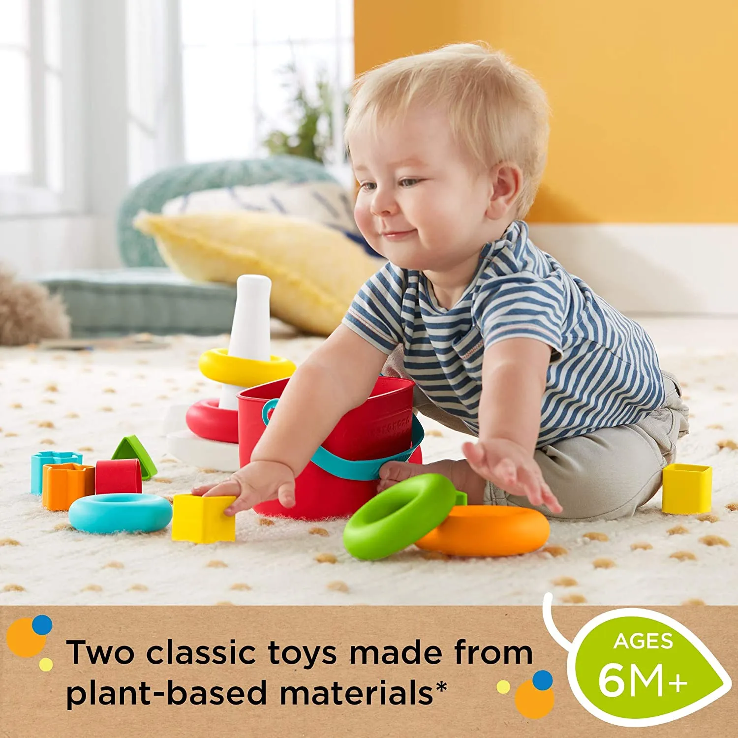 Fisher-Price Baby's First Blocks & Rock-a-Stack, Plant-Based Toys