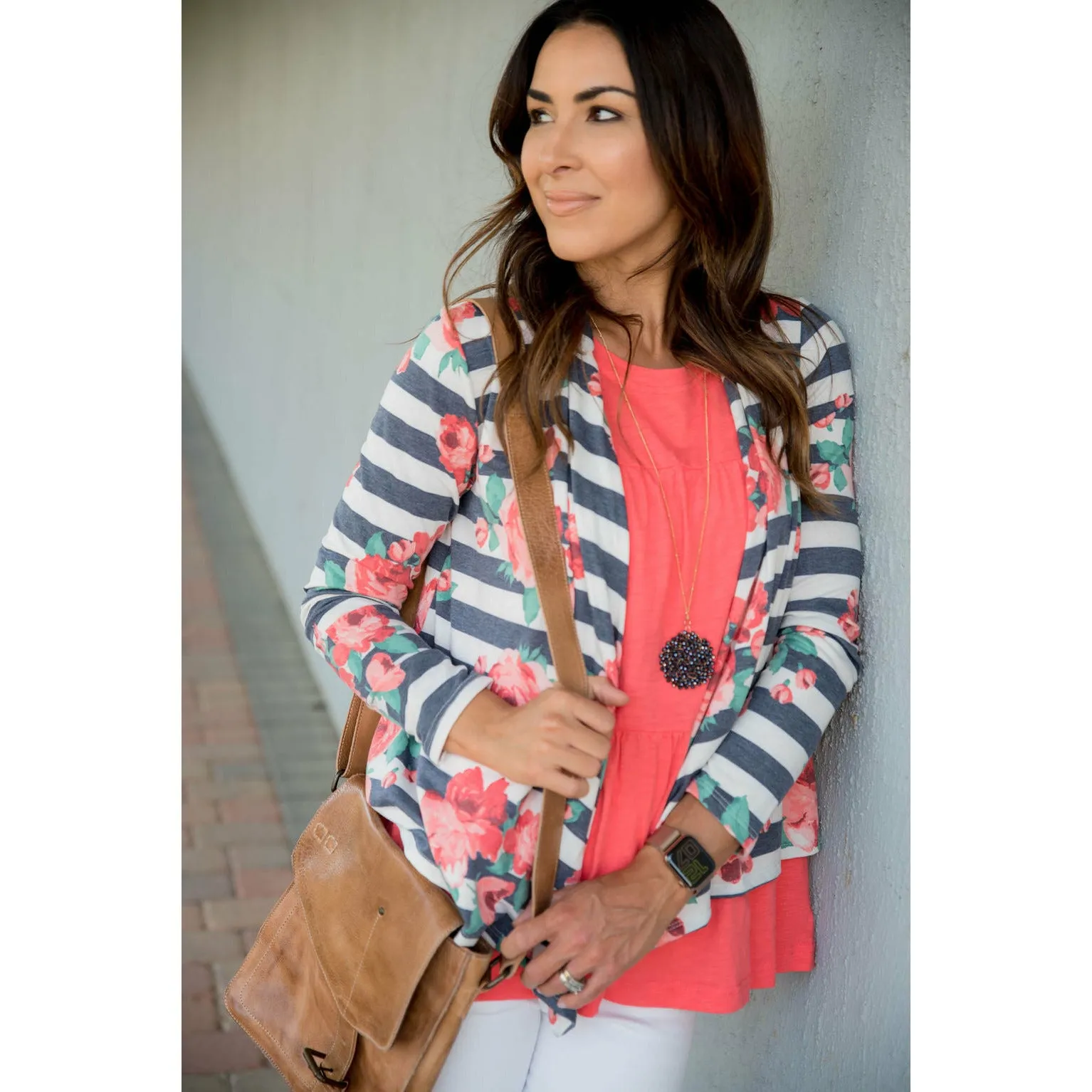 Floral Striped Cardigan