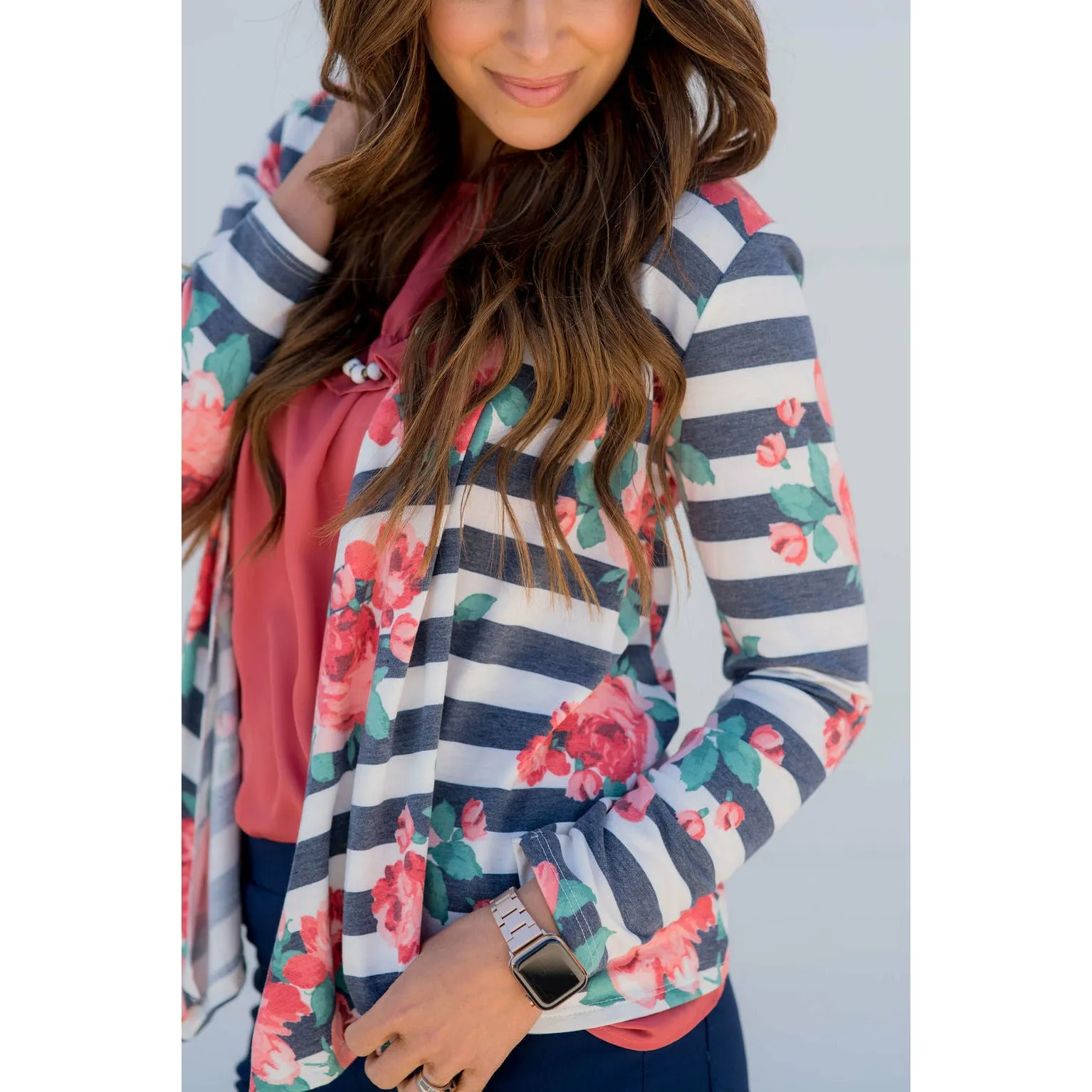 Floral Striped Cardigan