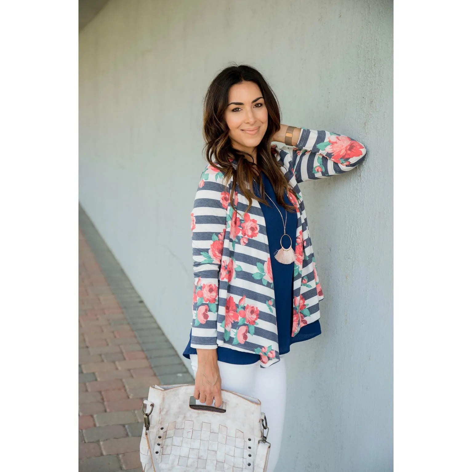 Floral Striped Cardigan