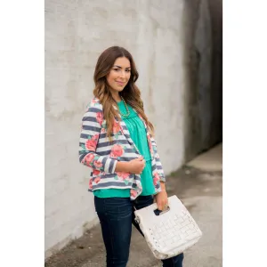 Floral Striped Cardigan