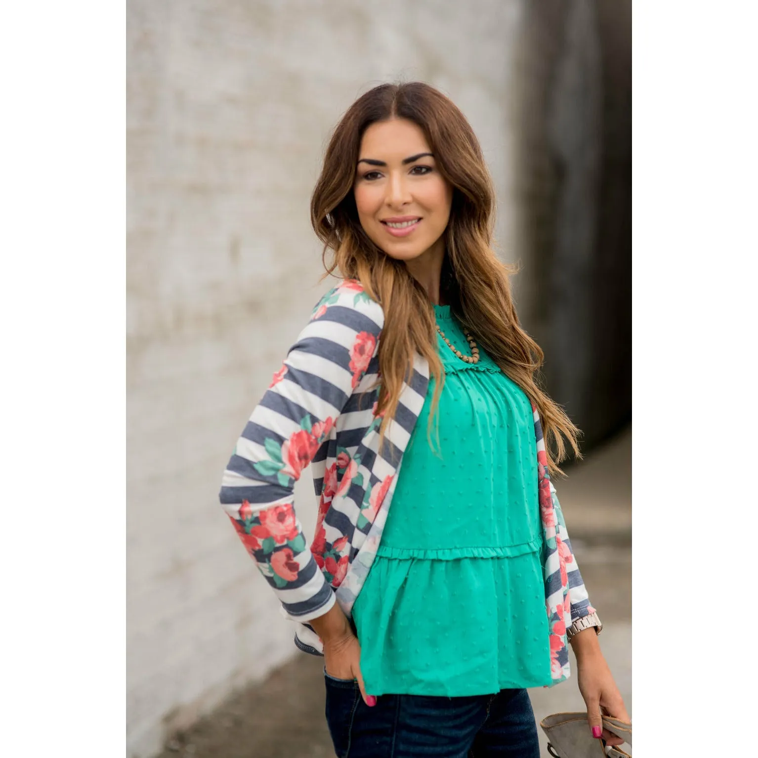 Floral Striped Cardigan