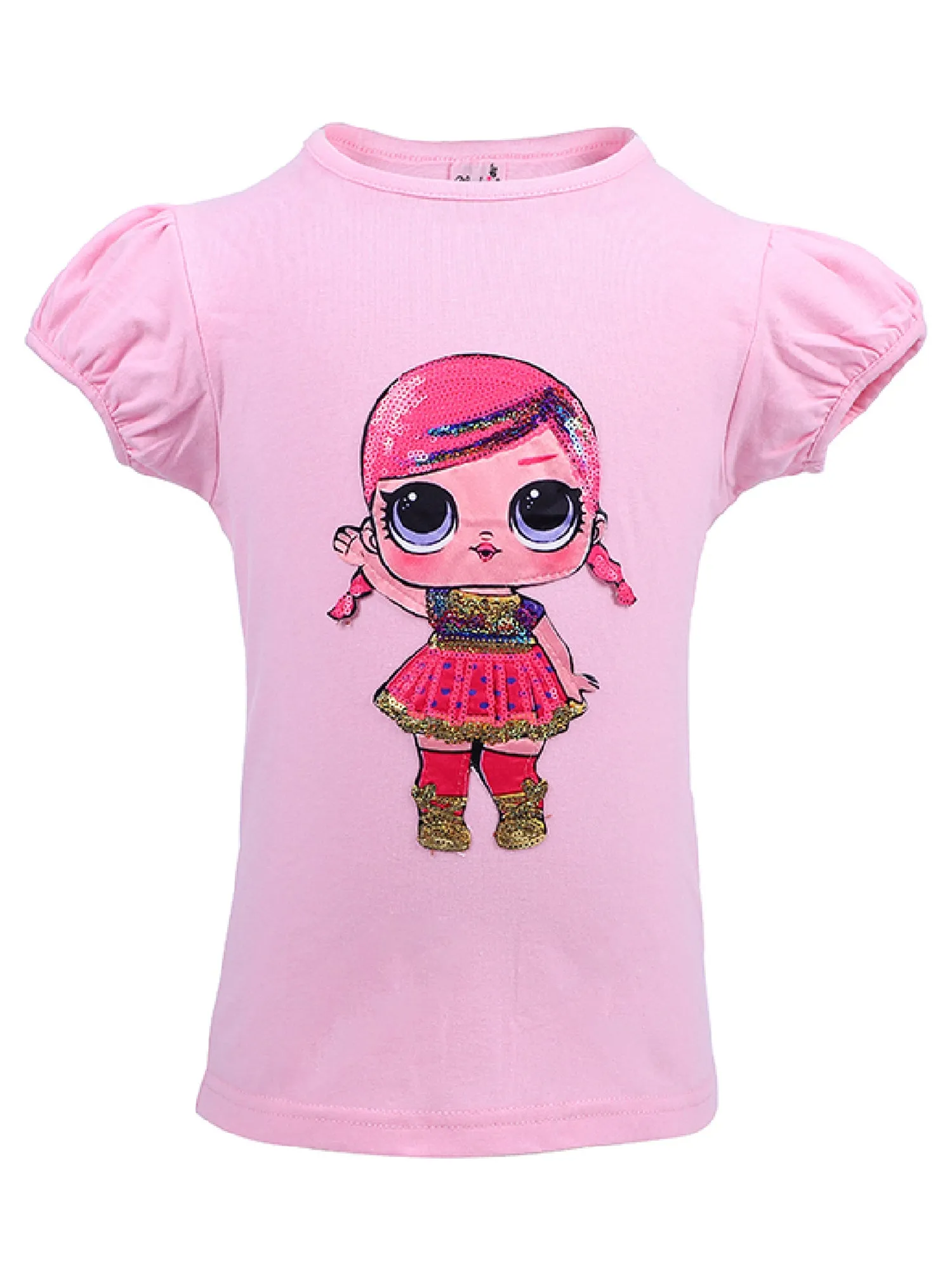 Girls Pink Super Baby LOL Sequins Short Sleeve Shirt 24M-10