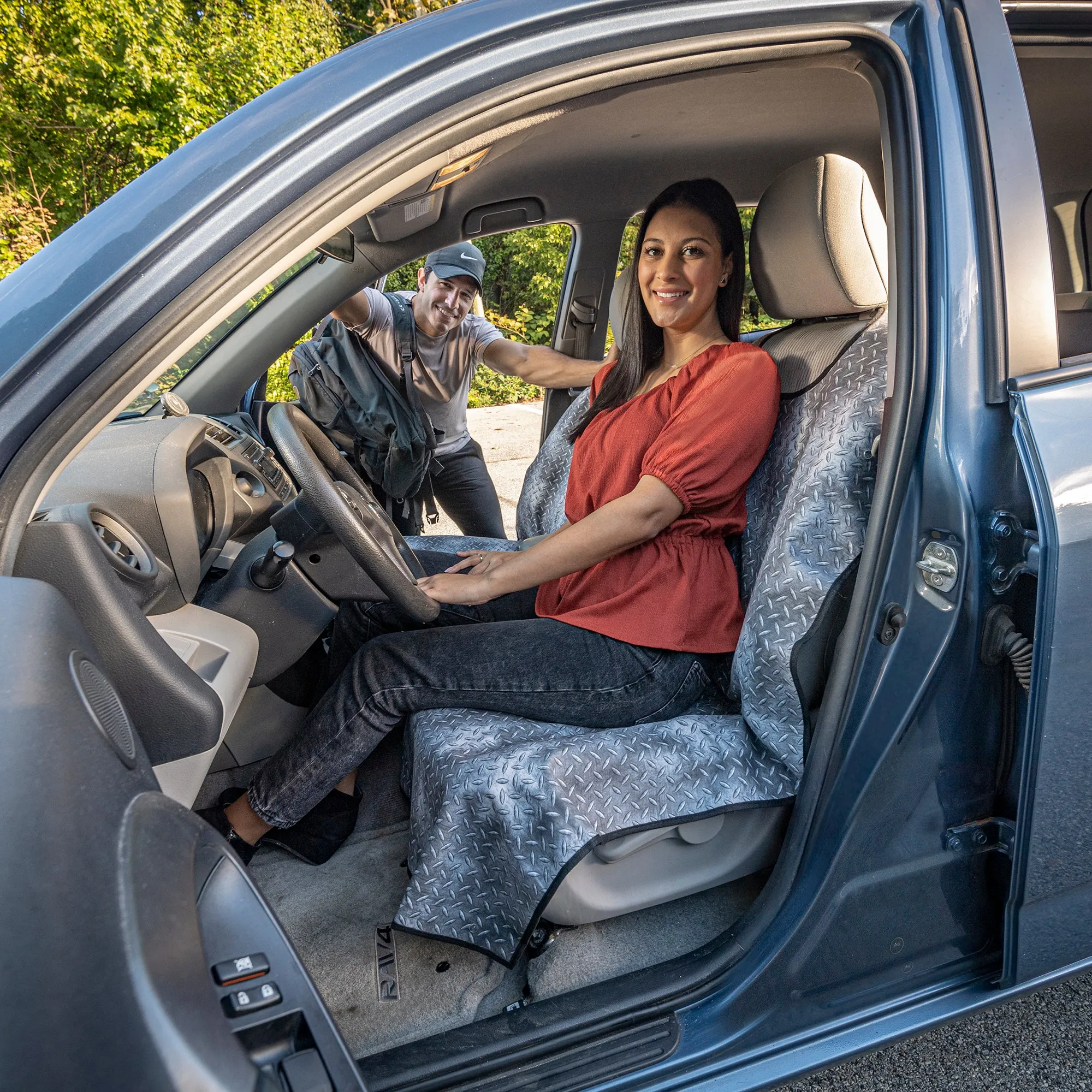 Gray Diamond Plate Waterproof Seat Cover