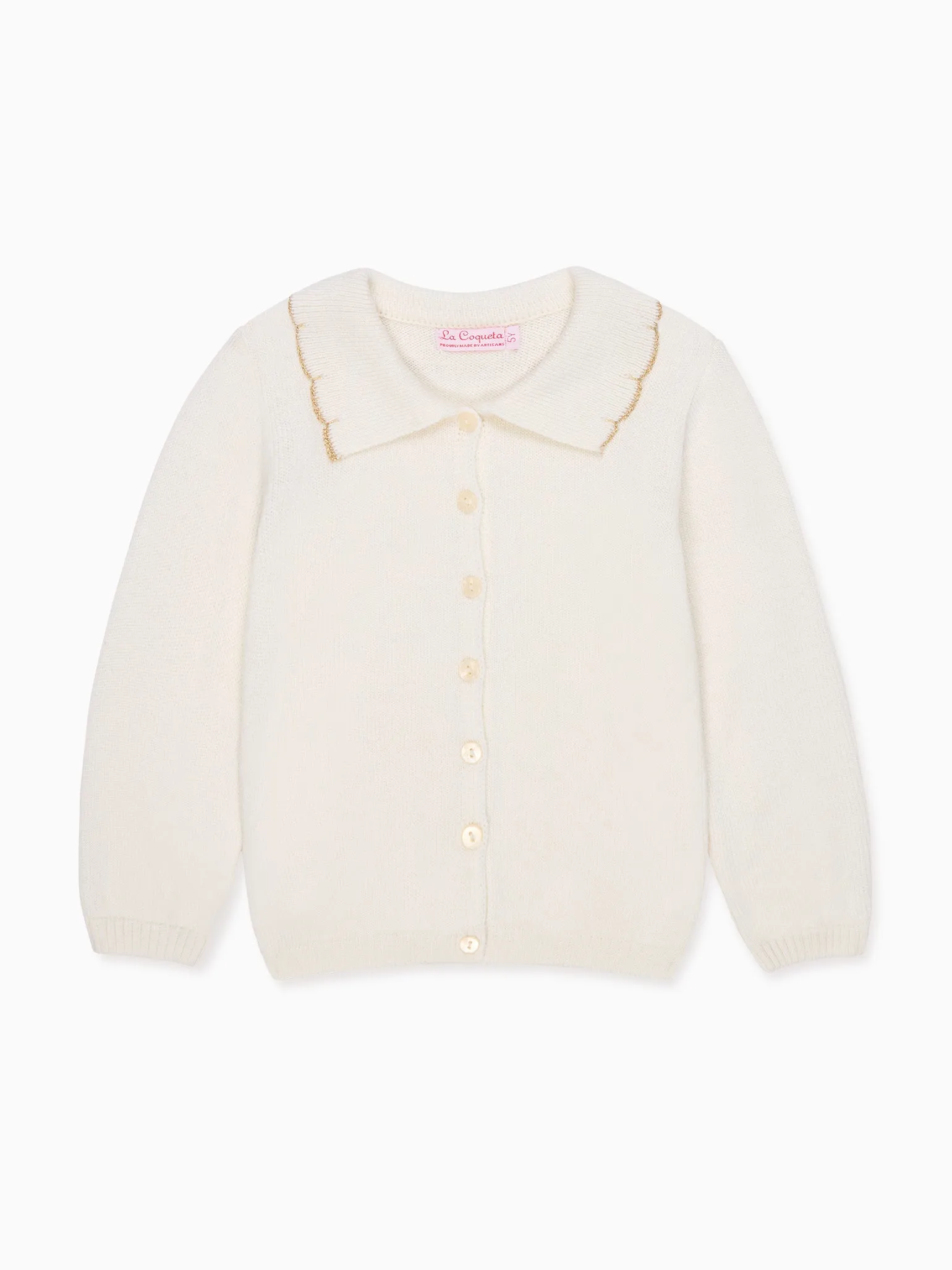 Ivory Luana Merino Girl Cardigan