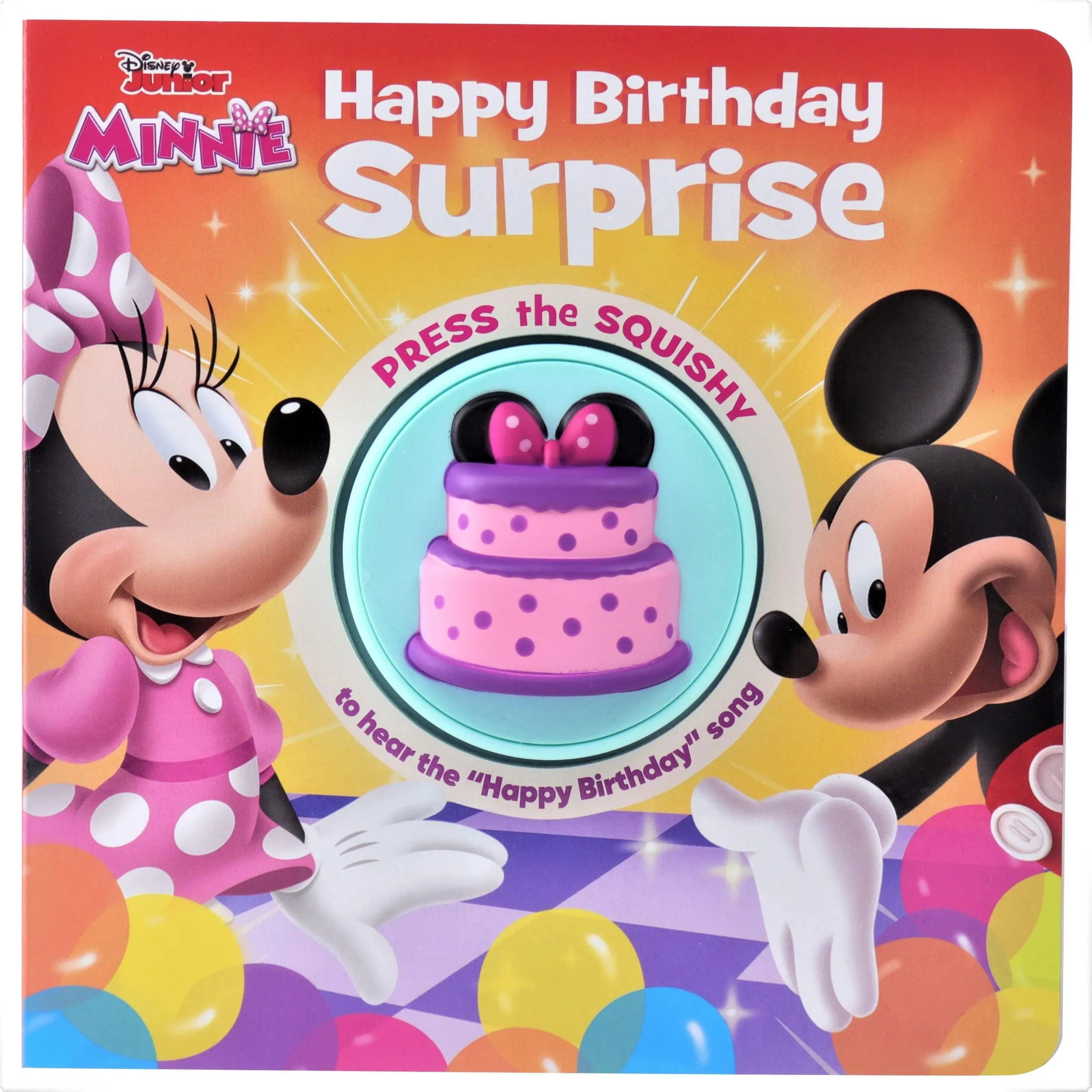 Junior Minnie Mouse - Happy Birthday Surprise! Squishy Button Sound Book - Satisfying Tactile and Sensory Play