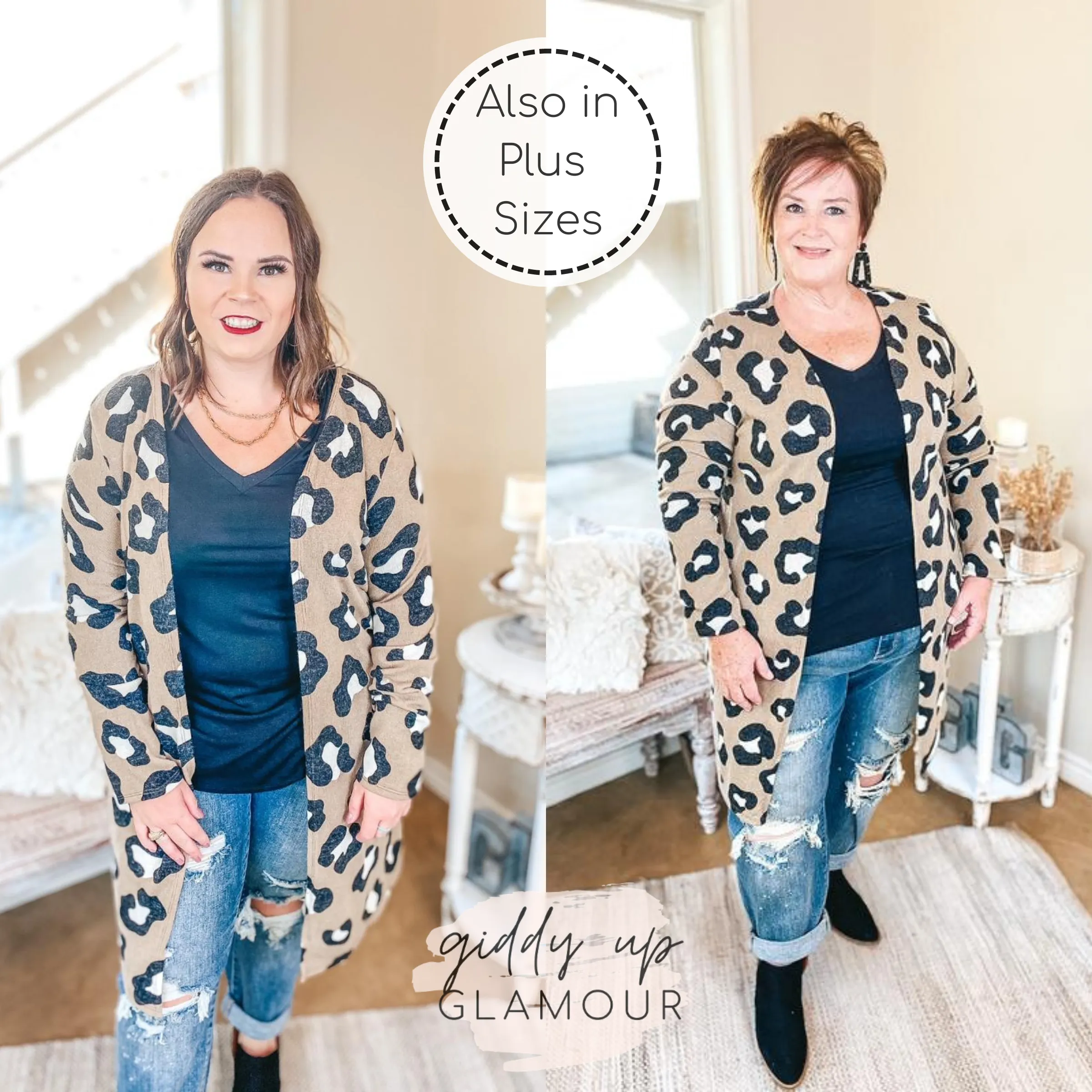 Keeping The Pace Large Leopard Print Cardigan in Taupe