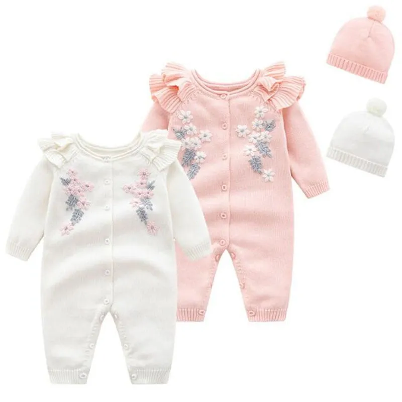 Kids New Girl Embroidery Rompers   Hat Baby Girl Newborn Clothes Baby Girl Rompers