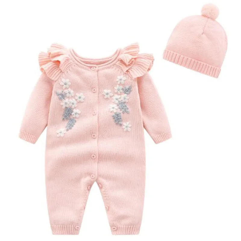 Kids New Girl Embroidery Rompers   Hat Baby Girl Newborn Clothes Baby Girl Rompers