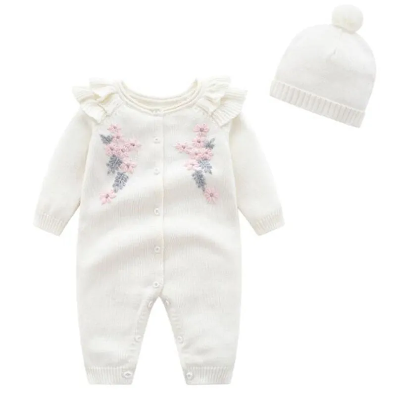 Kids New Girl Embroidery Rompers   Hat Baby Girl Newborn Clothes Baby Girl Rompers