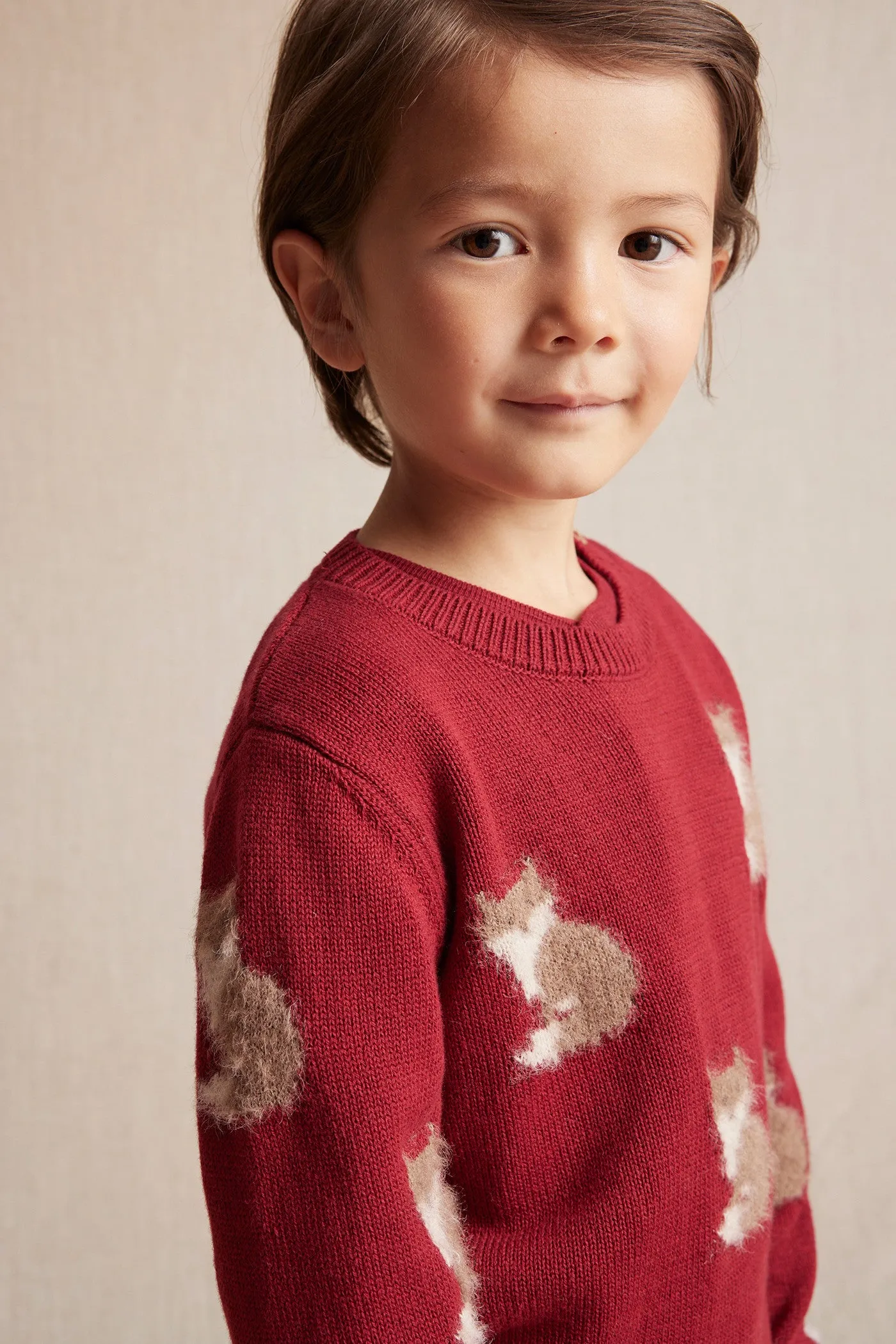 Kids' red jacquard-knit jumper