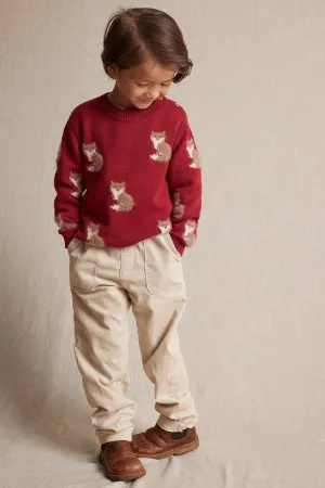 Kids' red jacquard-knit jumper