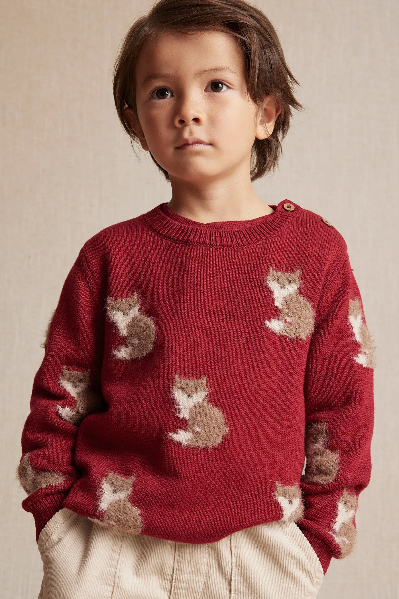 Kids' red jacquard-knit jumper