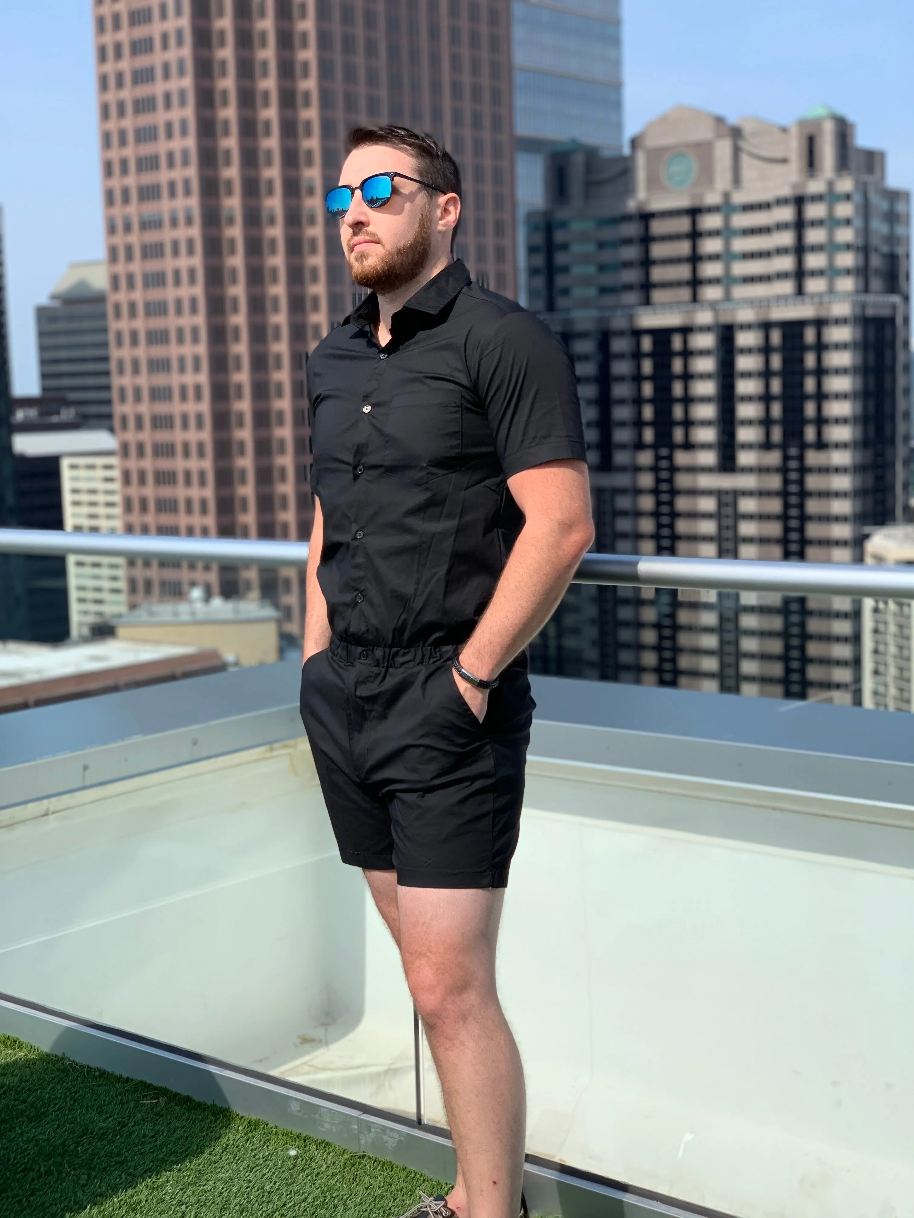 Male Romper - Black