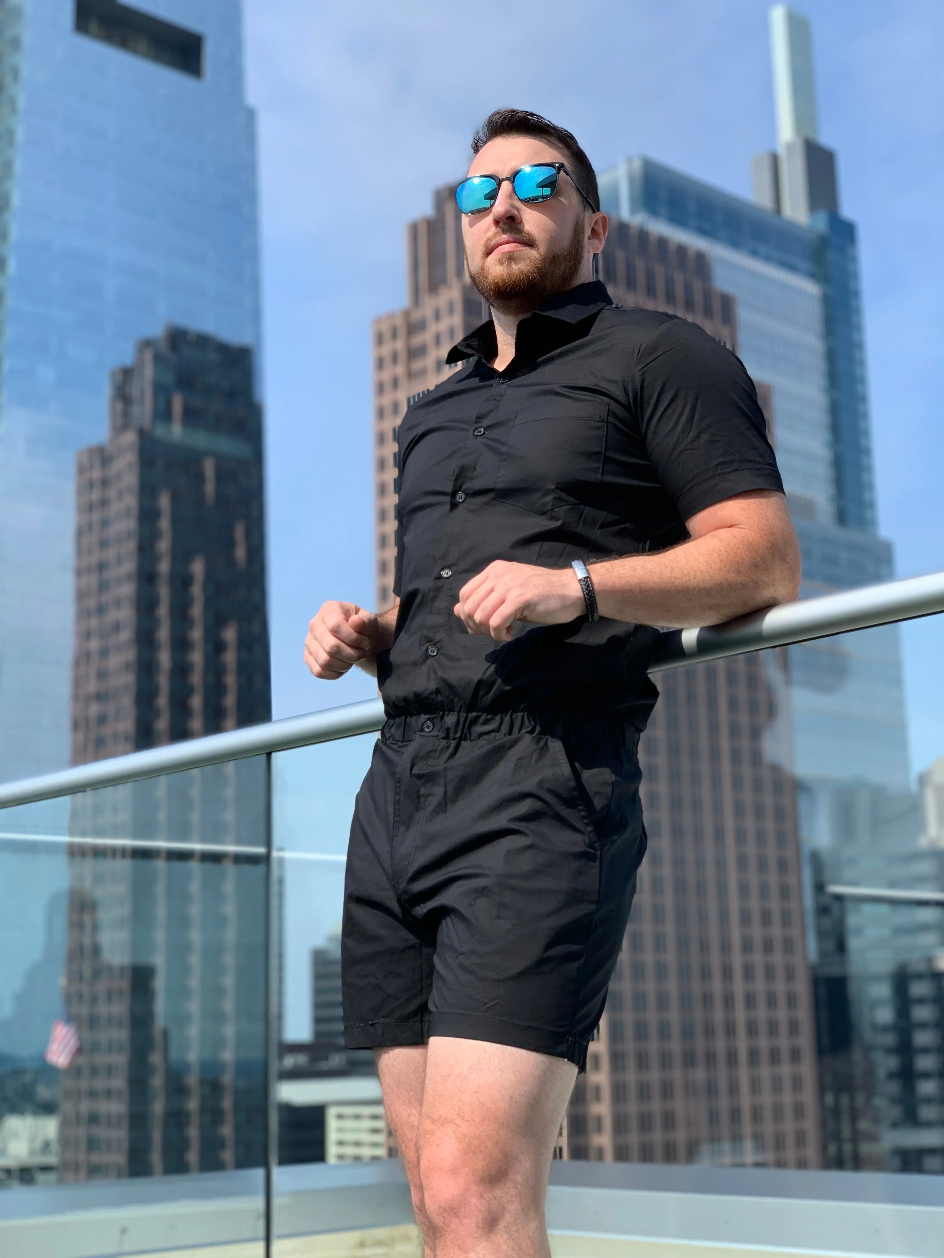 Male Romper - Black